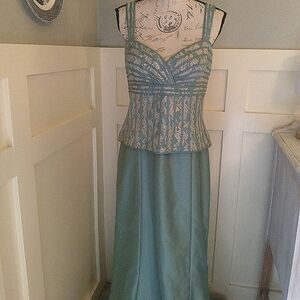 JS Collections Blue and Cream Wedding Dress